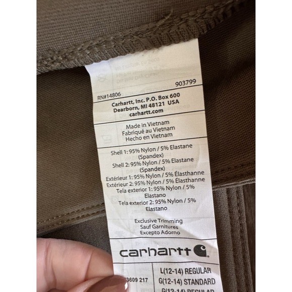 New Carhartt Womens Force Fitted Sz Large Regular Utility Leggings Olive Green - Picture 9 of 10